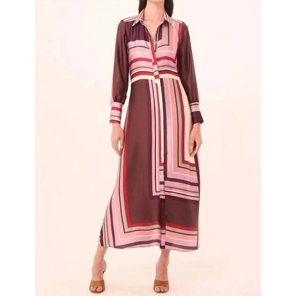 MISA LOS ANGELES Dresses & Skirts - NEW MISA LOS ANGELES herminia midi dress in chocolate geo stripe